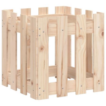 Garden Planter with Fence Design 40x40x40 cm Solid Wood Pine