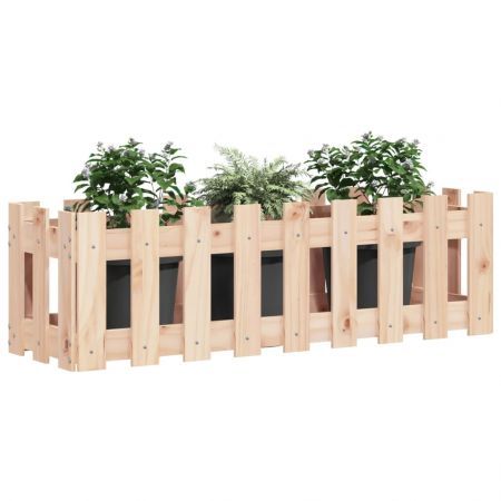 Garden Raised Bed with Fence Design 100x30x30 cm Solid Wood Pine