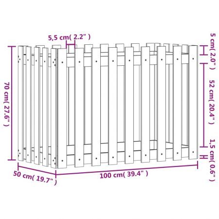 Garden Raised Bed with Fence Design 100x50x70 cm Solid Wood Douglas