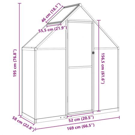 Greenhouse with Base Frame Anthracite 169x58x195 cm Aluminium