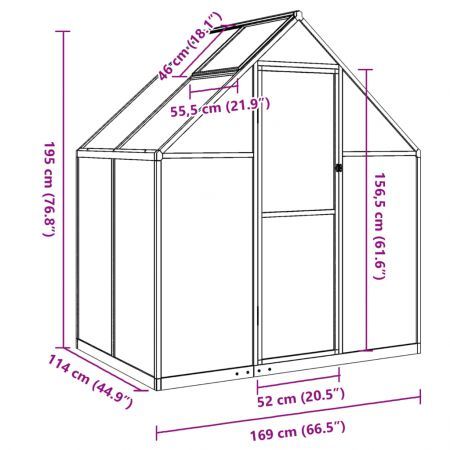 Greenhouse with Base Frame Anthracite 169x114x195 cm Aluminium