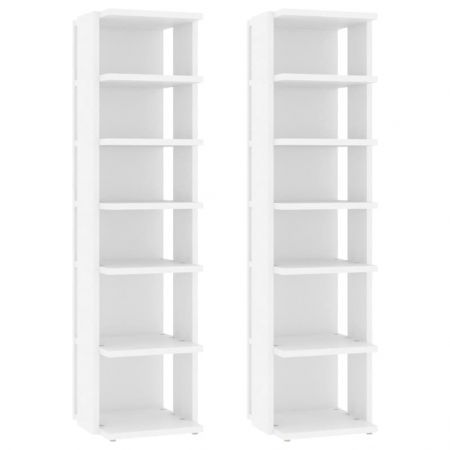 Shoe Cabinets 2 pcs White 27.5x27x102 cm Engineered Wood