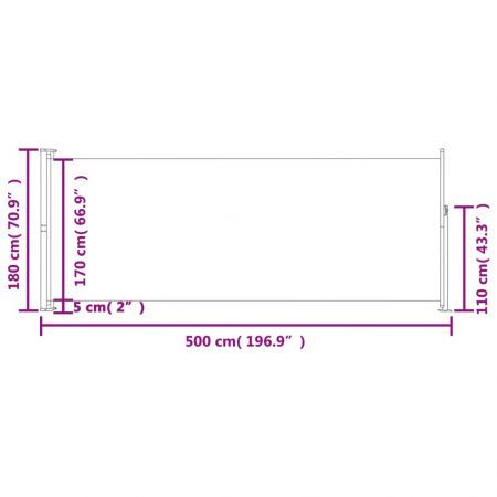 Patio Retractable Side Awning 180x500cm Grey