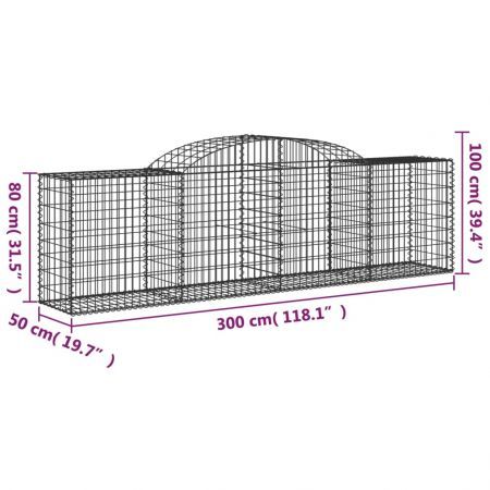 Arched Gabion Baskets 2 pcs 300x50x80/100 cm Galvanised Iron