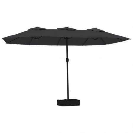 Double-Head Parasol with LEDs Black 449x245 cm