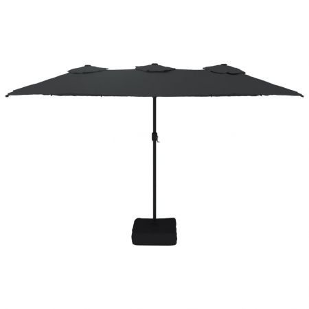 Double-Head Parasol with LEDs Black 449x245 cm