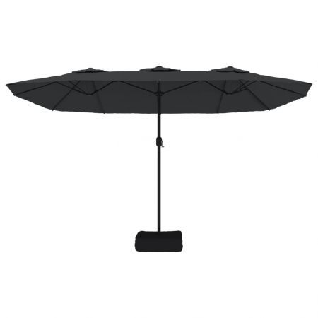 Double-Head Parasol with LEDs Black 449x245 cm