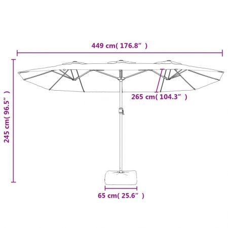 Double-Head Parasol with LEDs Black 449x245 cm