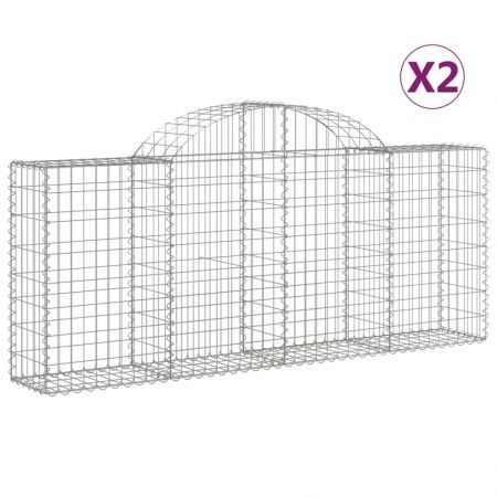 Arched Gabion Baskets 2 pcs 200x30x80/100 cm Galvanised Iron