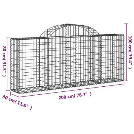 Arched Gabion Baskets 2 pcs 200x30x80/100 cm Galvanised Iron