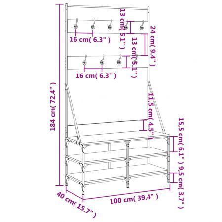 Clothes Rack with Shoe Storage Black 100x40x184 cm