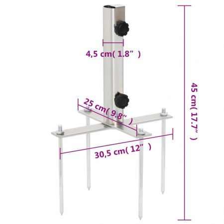 Parasol Base with Ground Spikes for Ø32-48 mm Silver Steel