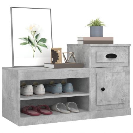 Shoe Cabinet Concrete Grey 100x42x60 cm Engineered Wood