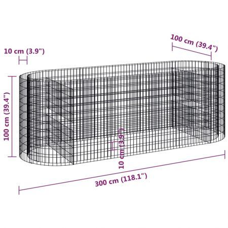 Gabion Raised Bed Galvanised Iron 300x100x100 cm