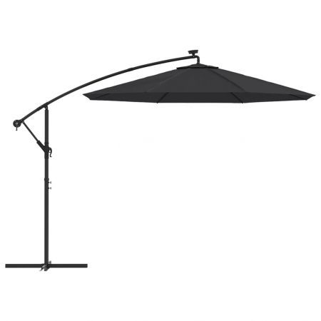 Cantilever Umbrella with LED Lights and Steel Pole 300 cm Black