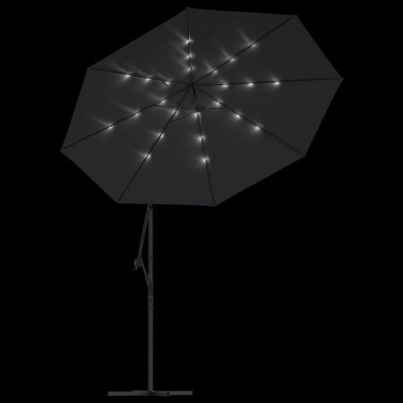 Cantilever Umbrella with LED Lights and Steel Pole 300 cm Black