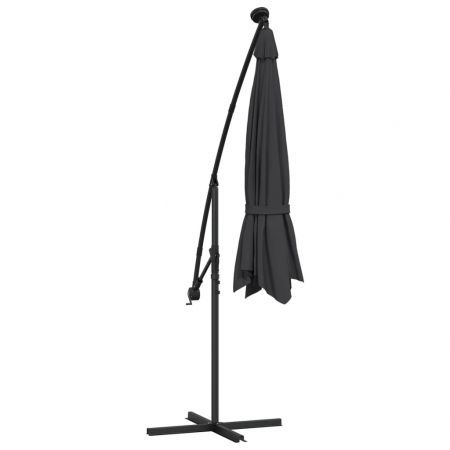 Cantilever Umbrella with LED Lights and Steel Pole 300 cm Black