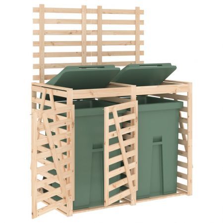 Double Wheelie Bin Storage Solid Wood Pine