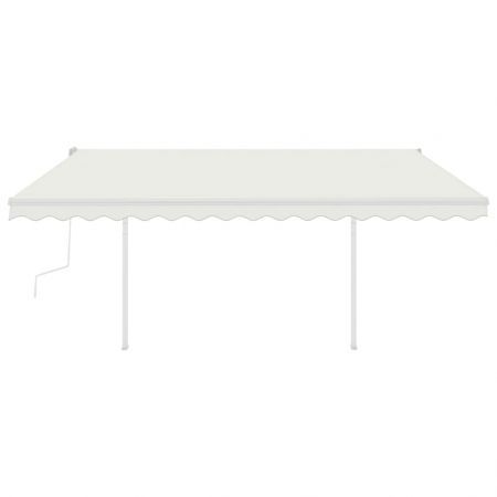 Manual Retractable Awning with Posts 4x3 m Cream