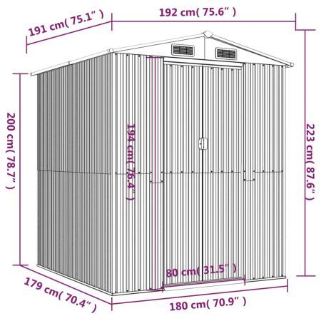 Garden Shed Light Brown 192x191x223 cm Galvanised Steel