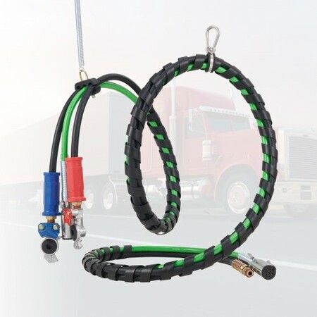 12FT Semi Truck Air Lines Kit with 2PCS Glad Hands, 3-in-1 Air Hoses & 7 Way ABS Electric Power Line, with 2PCS Gladhand Handles, 4PCS Seals and Tender Spring Kit for Semi Truck Trailer Tractor