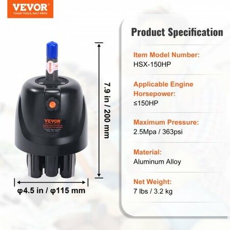 Hydraulic Outboard Steering Pump, 1.4 Cubic Inches, 150HP Front Mount Hydraulic Helm Pump with Two-Way Lock Cylinder Stainless Steel ORB Fittings, for Single Station Single-Engine Boats