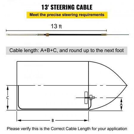 Outboard Steering System 13' Outboard Rotary Steering System 13 Feet Boat Steering Cable with 13" Wheel Durable Marine Steering System