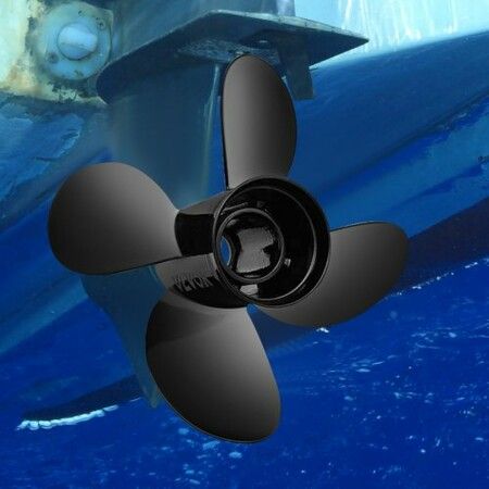 Outboard Propeller, Replace for OEM 48-8M0084495, 4 Blades 14\" x 19\" Aluminium Boat Propeller, Compatible with 135-300HP 2-Stroke & 4-Stroke Outboards, Alpha&Bravo I Stern-Drives, RH