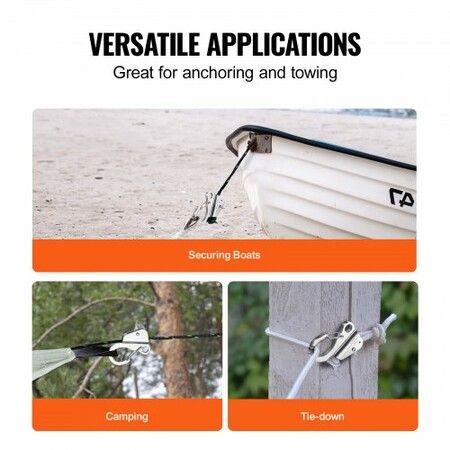 Boat Anchor Hook Stainless Steel Knotless Anchor System with Quick Release