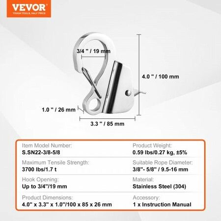 Boat Anchor Hook Stainless Steel Knotless Anchor System with Quick Release