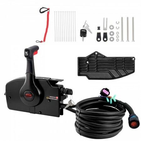 Boat Throttle Control, 881170A13 Side-Mounted Outboard Remote Control Box for Mercury PT 4-Stroke, Marine Throttle Control Box with Power Trim Switch, 16.6 ft Harness 14 Pin, and Lanyard