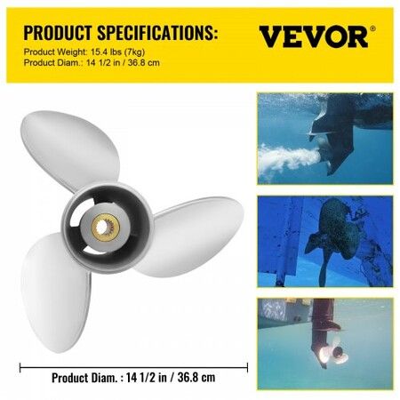 Outboard Propeller, Replace for OEM 3860709, 3-Blade 14.5\" x 21\" Pitch Steel Boat Propeller, Compatible with Volvo Penta SX Drive All Models, with 19 Tooth Splines, RH