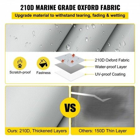 Pontoon Boat Cover, Fit for 17\'-20\' Boat, Heavy Duty 600D Marine Grade Oxford Fabric, UV Resistant Waterproof Trailerable Boat Cover with 2 Support Poles and 7 Wind-Proof Straps, Gray