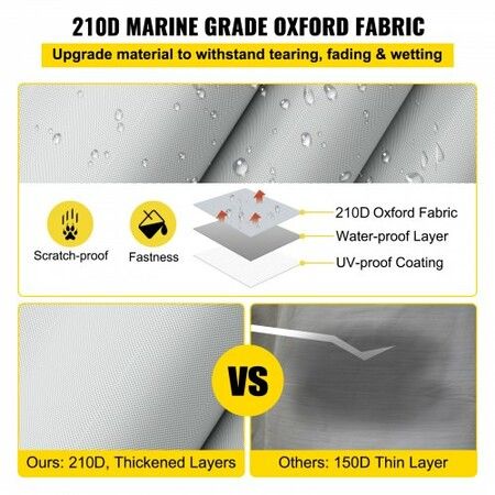 Pontoon Boat Cover, Fit for 25\'-28\' Boat, Heavy Duty 600D Marine Grade Oxford Fabric, UV Resistant Waterproof Trailerable Boat Cover with 2 Support Poles and 7 Wind-Proof Straps, Gray