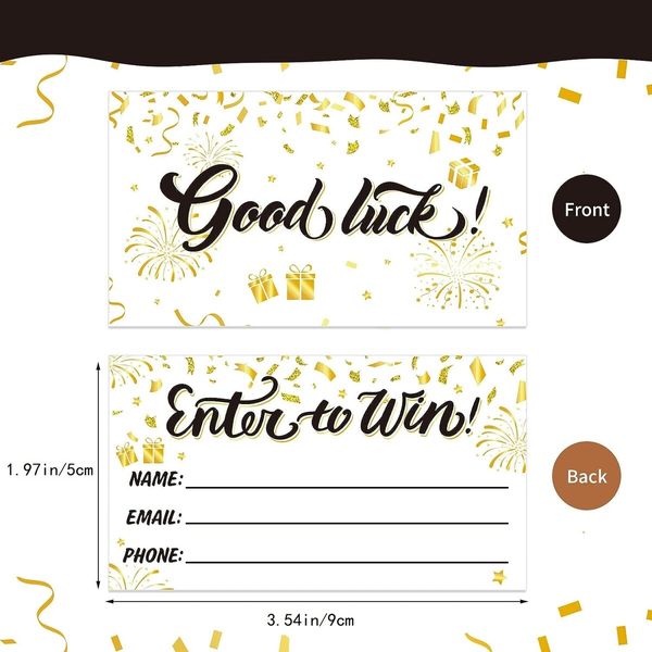 300Pcs Enter to Win Raffle Tickets Cards 5*9cm Golden Sunday Ticket Entry Form Cards for Contest,Auction,Raffles,Ballot with Name Email Phone Number