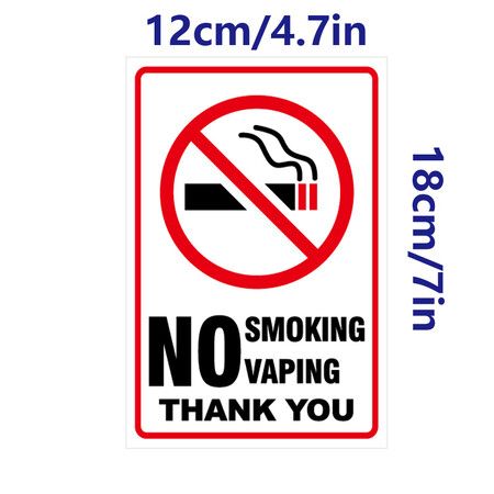 5 Pack No Smoking Vaping Sign Sticker UV Protected Indoor Outdoor Business Safety Signs