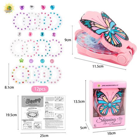 Girls hair accessories diamond stickers, butterfly nail drill DIY dress up, girls dress up hair accessories hairpin set sticker drill