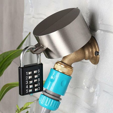 Faucet Locks Outdoor, Hose Spigot，Made of Metal Suitable for Garden Faucets, Hose BibWater Hose, Water Faucet Lock, Prevent Water Bandit with Padlock