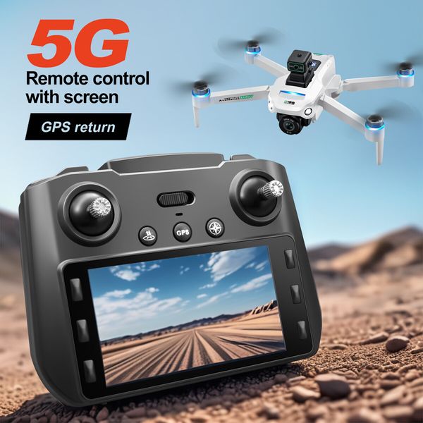 8K HD Drone 5G GPS RC Professional Aerial Photography Dual Camera Obstacle Avoidance Drone with Screen Remote Control Color White