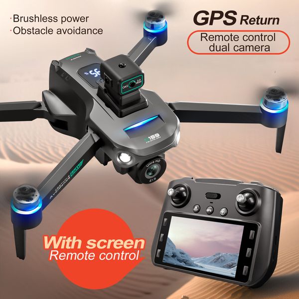 8K HD Drone 5G GPS RC Professional Aerial Photography Dual Camera Obstacle Avoidance Drone with Screen Remote Control Color White