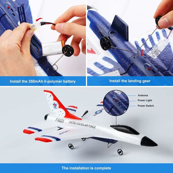 Remote Control Airplanes, 2.4 Ghz RC Glider with Smart Gyroscope System, Easy to Fly RC Fighter for Beginner Kids