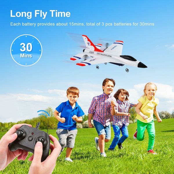 Remote Control Airplanes, 2.4 Ghz RC Glider with Smart Gyroscope System, Easy to Fly RC Fighter for Beginner Kids