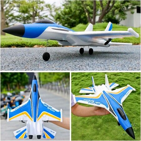 Remote Control Airplanes, 2.4 Ghz RC Glider with LED Lights, Fighter Jet with Smart Gyroscope System, Easy to Fly RC Fighter for Beginner Kids