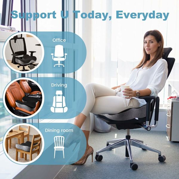 Pressure Relief Seat Cushion for Long Period Sitting on Office Chair, Wheelchair, Car Seat, Home Seat, Memory Foam Hemorrhoids Pillow for Hip, Tailbone