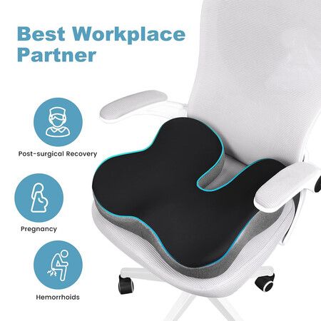 Pressure Relief Seat Cushion for Long Period Sitting on Office Chair, Wheelchair, Car Seat, Home Seat, Memory Foam Hemorrhoids Pillow for Hip, Tailbone