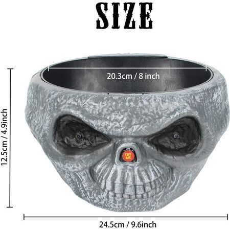 Halloween Candy Bowl Dish with Hand Spooky Decoration Props LED Eyes and Sound for Haunted House Horror Party Table Decor, Gray