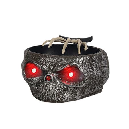 Halloween Candy Bowl Dish with Hand Spooky Decoration Props LED Eyes and Sound for Haunted House Horror Party Table Decor, Gray