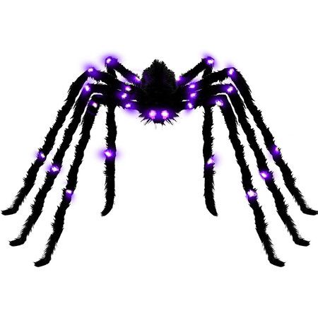 Halloween Spider Decorations with LED Lights, Giant Spider Indoor Halloween Decorations, Realistic Large Scary Spider Halloween Decor for Home, Yard, Party