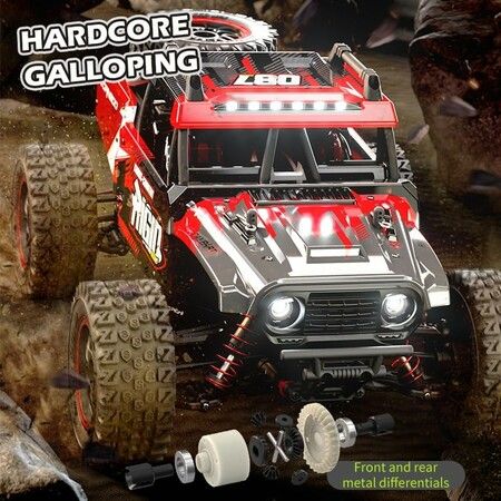 1:14 4WD RC Truck  2.4GHz  Remote Control LED HEAD LIGHTS Toy Cars Off Road Vehicle Climbing Racing OffRoad  All Terrain Monster TruckDual Batteries