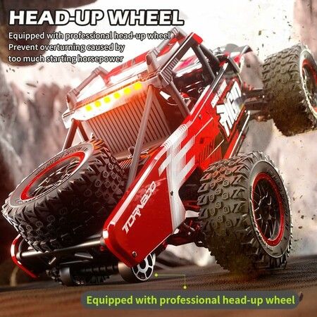 1:14 4WD RC Truck  2.4GHz  Remote Control LED HEAD LIGHTS Toy Cars Off Road Vehicle Climbing Racing OffRoad  All Terrain Monster TruckDual Batteries